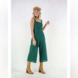 Women's MINKPINK Emerald Green‎ Sleeveless Diamond Textured Wide Leg Jumpsuit S